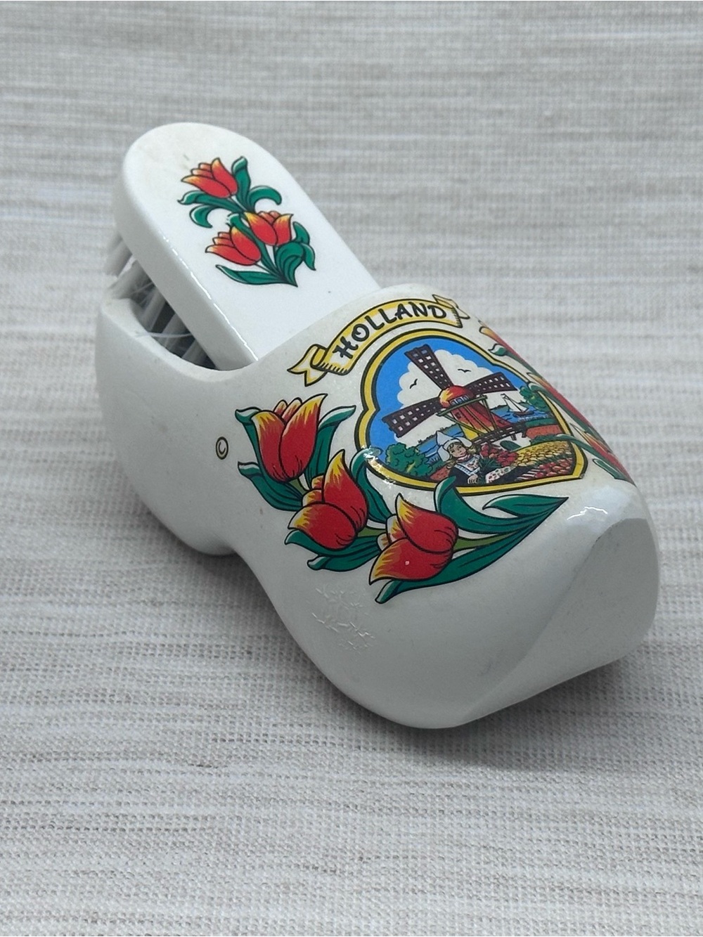 Holland Souvenir Wood Clog Shoe Brush Holder